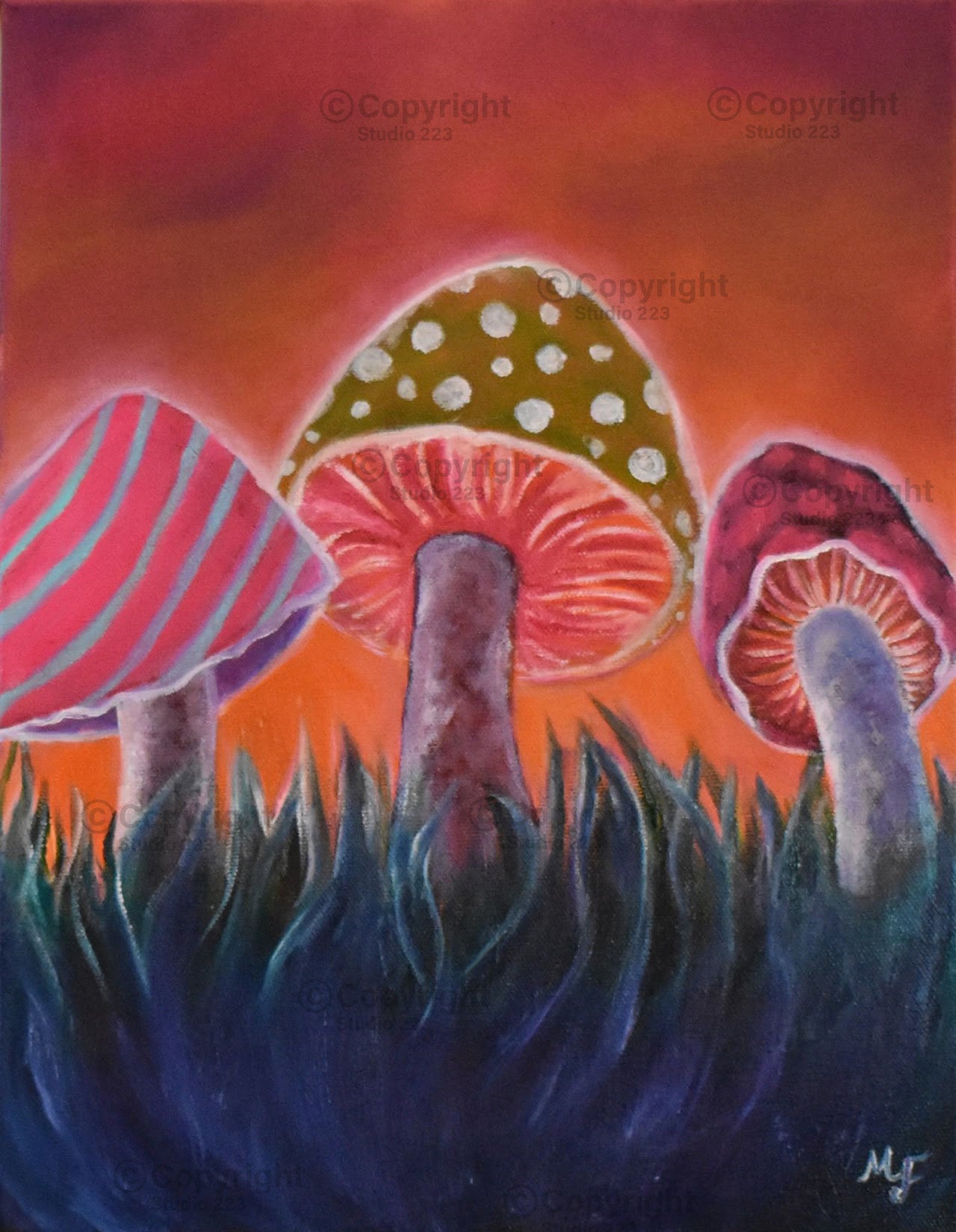 Dancing Mushrooms | Original Artwork | 11 x 14 | Petite | The Vibe